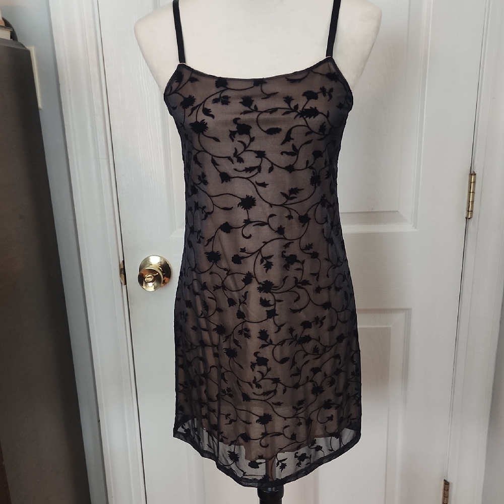 Vintage Slip Dress With Floral/Mesh Overlay